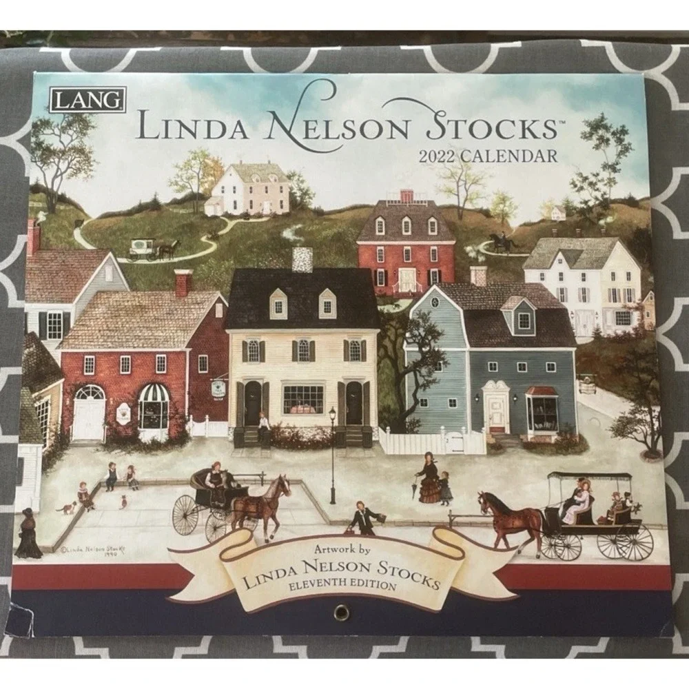 2022 LANG LINDA NELSON STOCKS Calendar FOLK ART 11th Edition